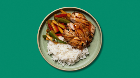 Hot Honey Chicken with Mixed Peppers & Jasmine Rice